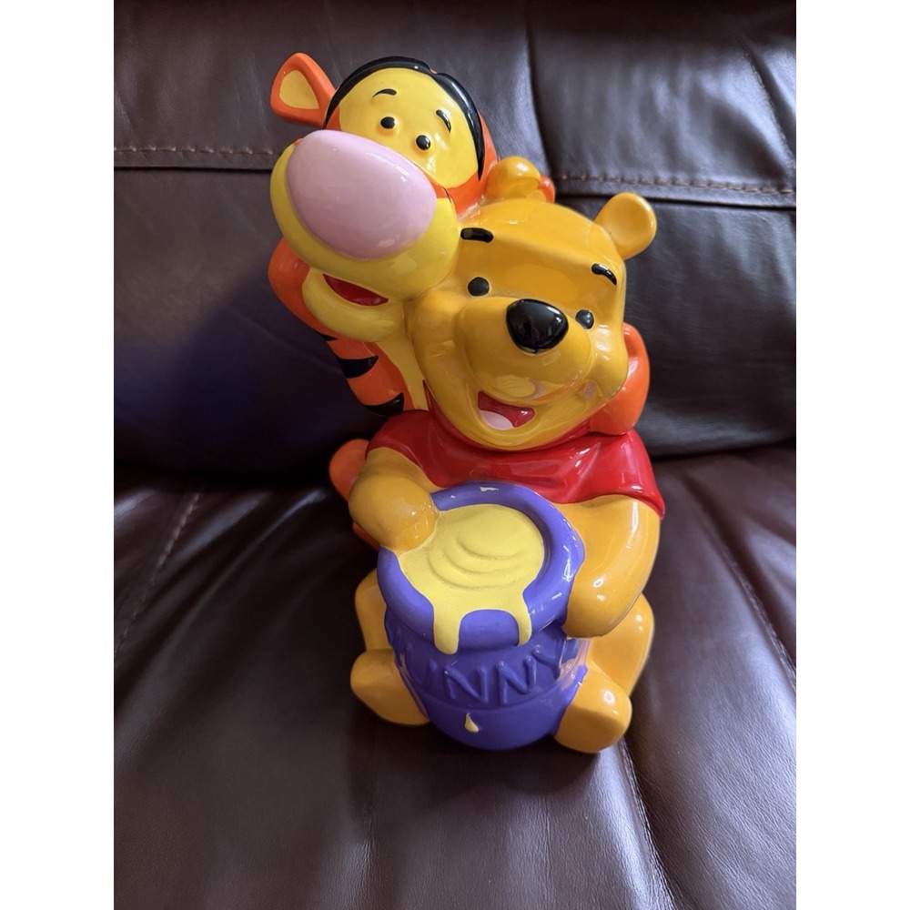 Winnie The Pooh 10" Ceramic Cookie Jar Tigger & Pooh Bear Honey Pot Disney Vtg